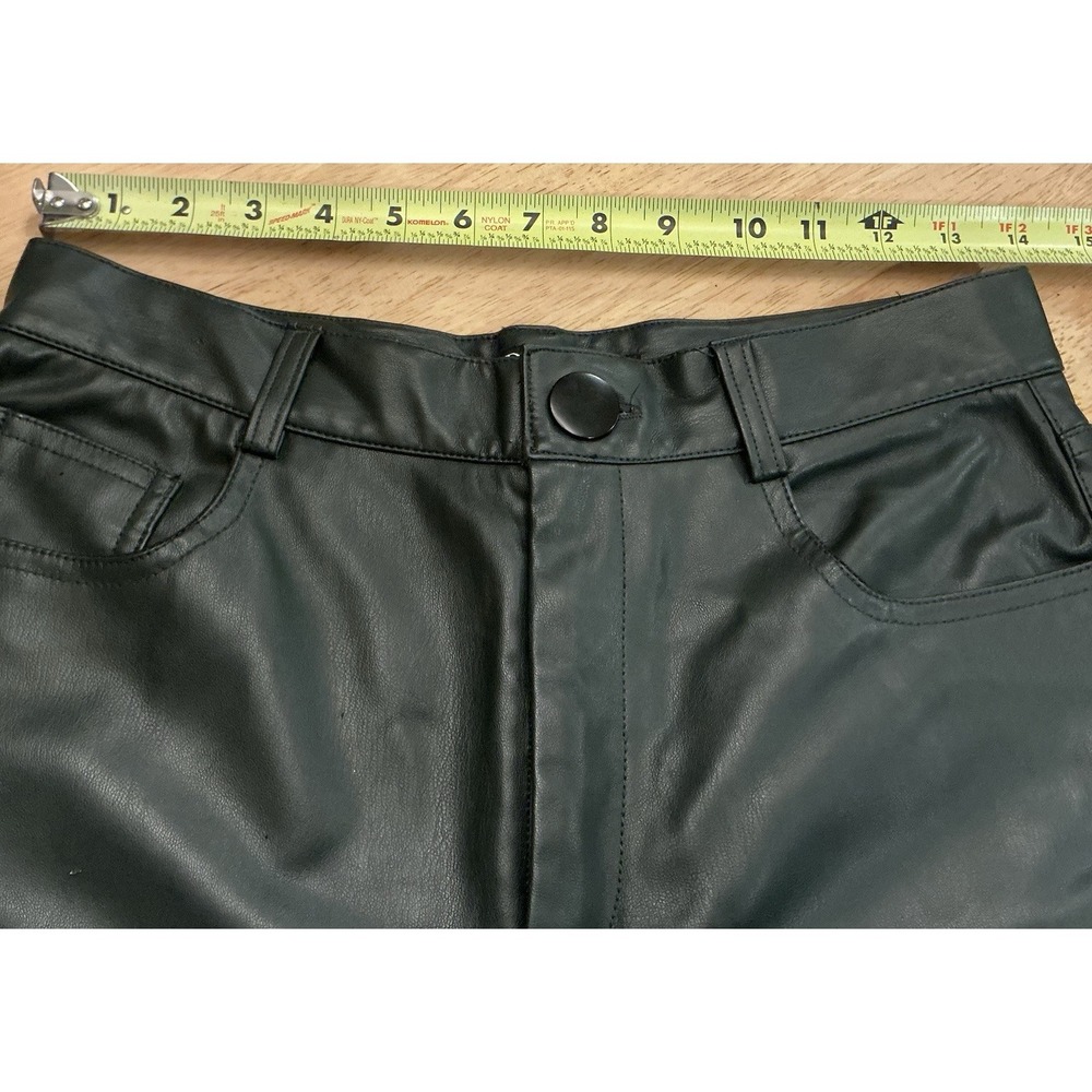 Zara Faux Leather Pants Emerald Green, Wide Leg,‎ High Waisted, Trendy Chic M - Picture 4 of 9